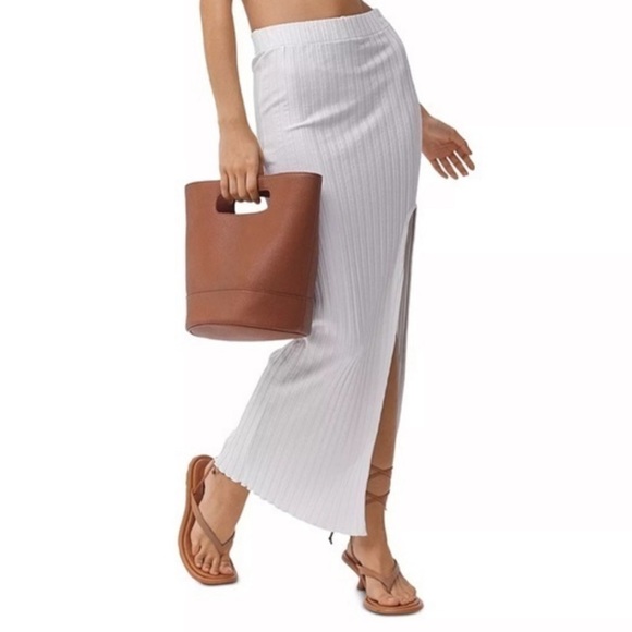 NWT Simon Miller Akuma Skirt Ribbed Knit Maxi M Macadamia - Picture 2 of 15